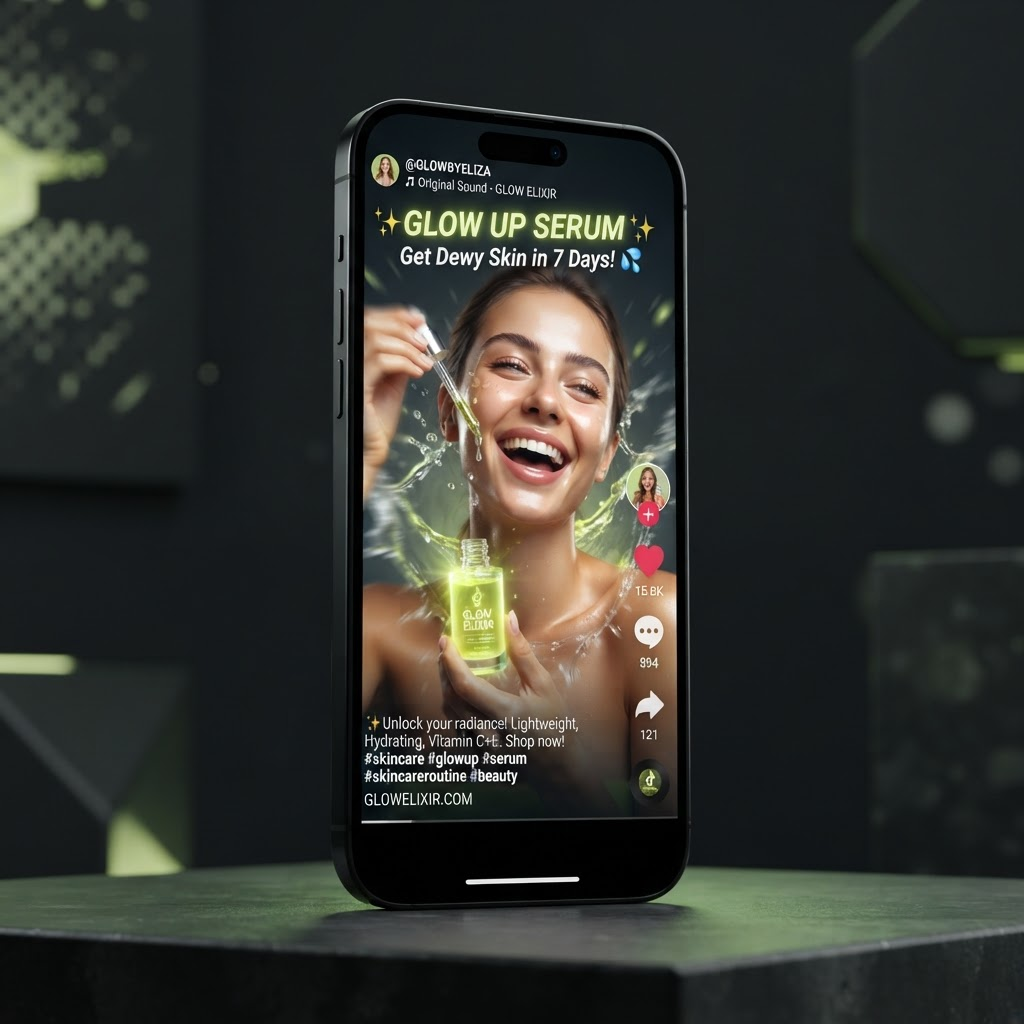 Preview of a vertical product ad generated by Clipairy